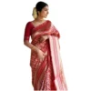 Generic Women's Silk Printed Saree With Unstitched Blouse 5.5Mtr (Pink)