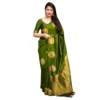 Generic Women's Silk Printed Saree With Unstitched Blouse 5.5Mtr (Green)
