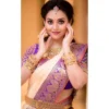 Women's Soft Lichi Silk Printed Saree With Unstitched Blouse 5.5Mtr (Purple)