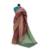 Women's Banarasi Printed Saree With Unstitched Blouse 5.5Mtr (Purple)