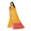 Women's Banarasi Printed Saree With Unstitched Blouse 5.5Mtr (Yellow)