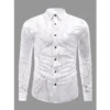 Men's Casual PollyCotton Textured Full Sleeve Collar Shirt (Brown)