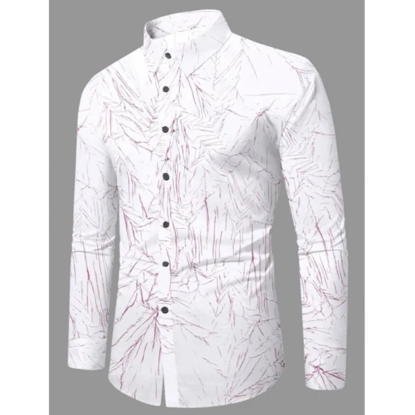 Men's Casual PollyCotton Textured Full Sleeve Collar Shirt (Pink) - Image 3