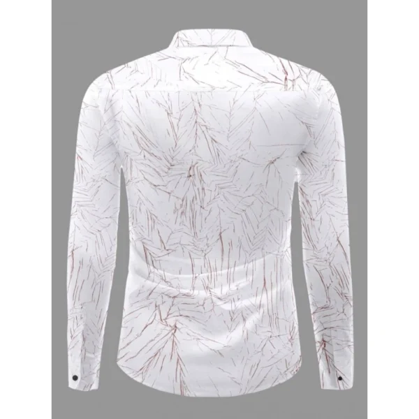 Men's Casual PollyCotton Textured Full Sleeve Collar Shirt (Brown) - Image 4