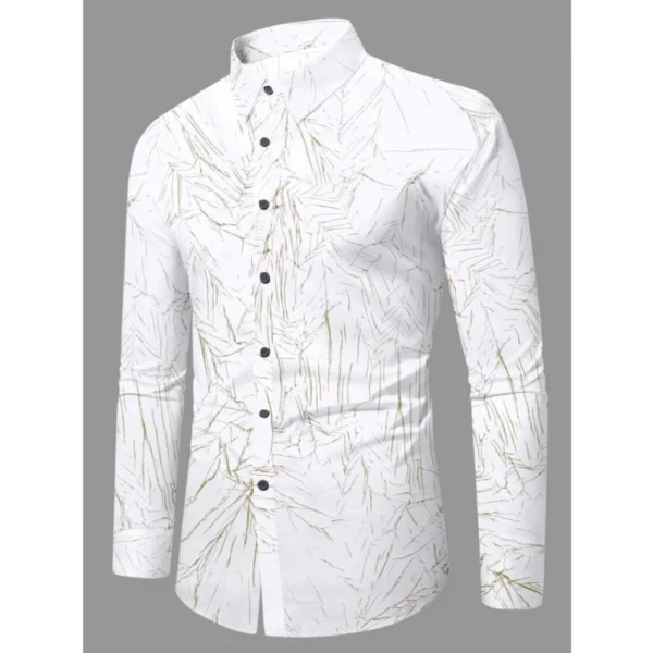 Men's Casual PollyCotton Textured Full Sleeve Collar Shirt (Green) - Image 3