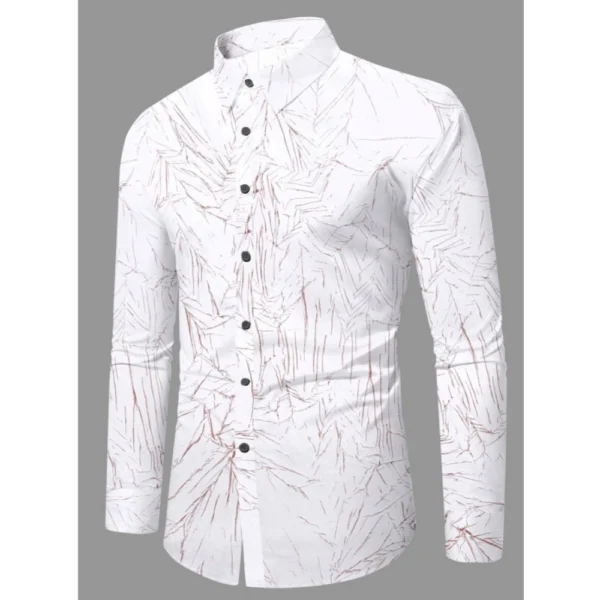 Men's Casual PollyCotton Textured Full Sleeve Collar Shirt (Brown) - Image 3