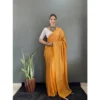Women's Chiffon Woven Bollywood Saree With Unstitched Blouse (5.5Mtr, Mustard)