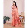 Women's Cotton Silk Checkered Kota Doria Saree With Unstitched Blouse (5.5Mtr, Peach)