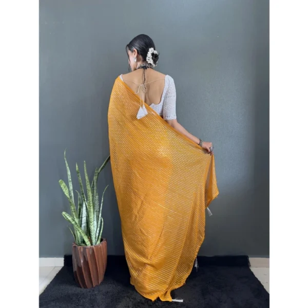 Women's Chiffon Woven Bollywood Saree With Unstitched Blouse (5.5Mtr, Mustard) - Image 2