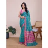 Women's Cotton Silk Checkered Kota Doria Saree With Unstitched Blouse (5.5Mtr, Rama)
