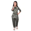 Girl's Cotton Printed Top With Bottom Set (Grey)