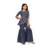 Girl's Cotton?Rayon Printed Top And Sharara Set (Blue)