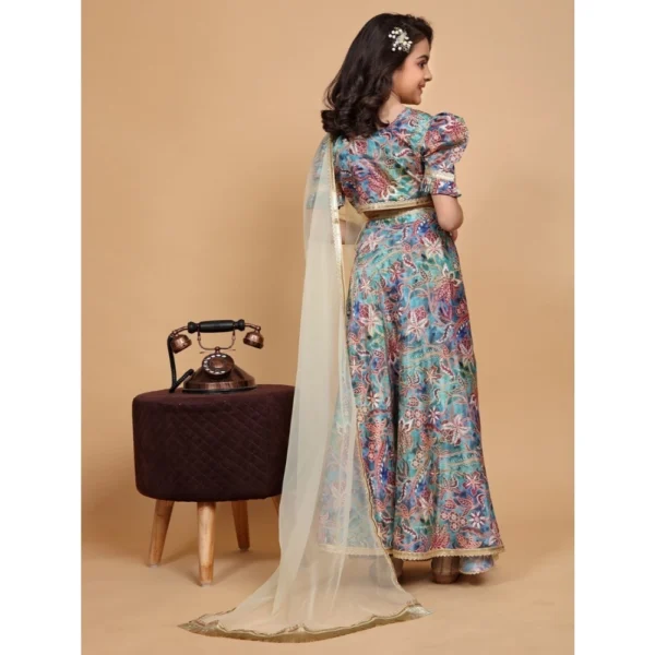 Girl's Chiffon Printed Lehenga Choli Set (Multicolor) - Image 5