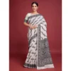 Women's Jamdani Cotton Silk Printed Saree With Unstitched Blouse 5.5Mtr (Black)