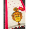 Women's linen Digital Print Saree With Unstitched Blouse 5.5Mtr (White)