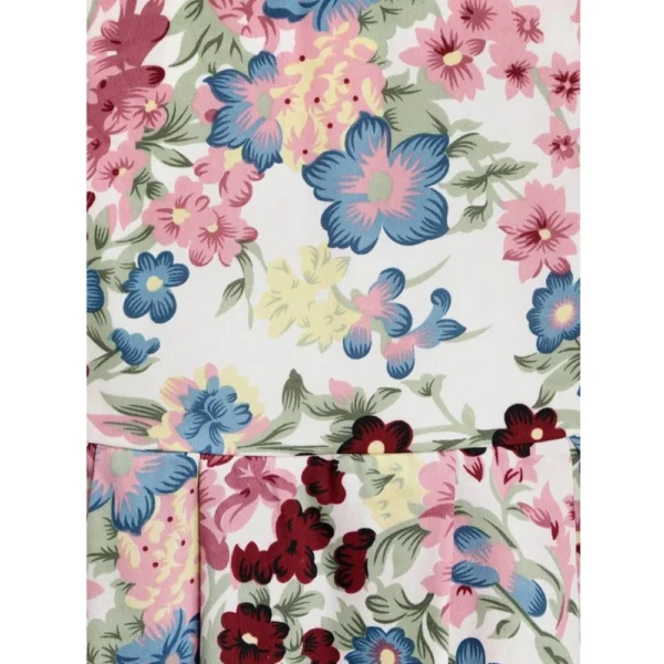 Girl's Polyester Crepe Printed Short Sleeve Round Neck Dress (Multicolor) - Image 3