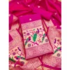 Women's Banarasi Silk Printed Unstitched Salwar Suit Material With Dupatta (Pink, 3Mtrs)