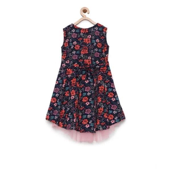 Girl's Polyester Crepe Embellished Sleeveless Round Neck Dress (Multicolor) - Image 4