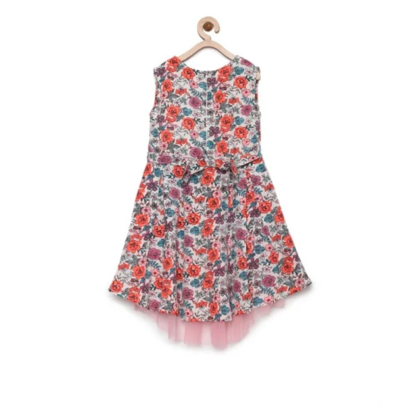 Girl's Polyester Crepe Printed Sleeveless Round Neck Dress (Multicolor) - Image 4