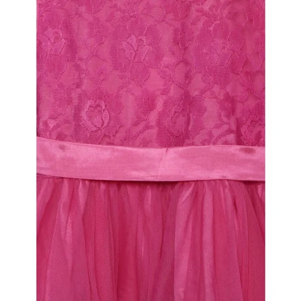 Girl's Polyester  Net Floral Printed Sleeveless Round Neck Dress (Multicolor) - Image 3