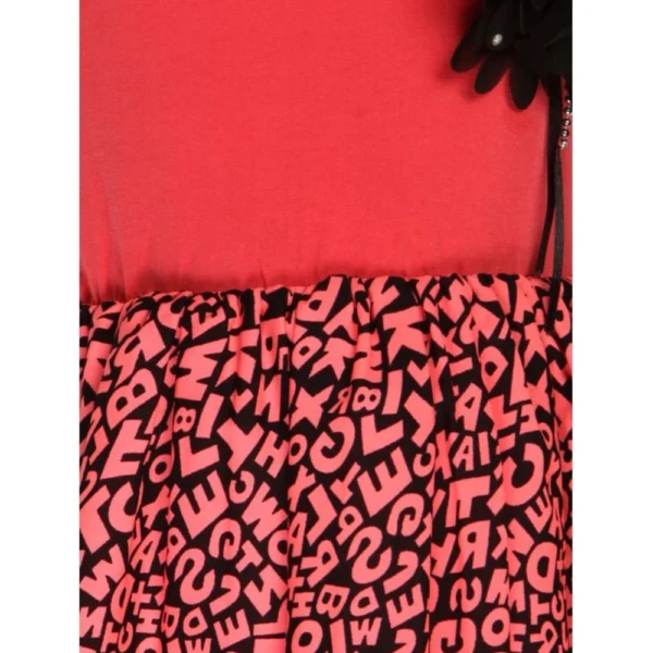 Girl's Polyester Crepe Embellished Short Sleeve Round Neck Dress (Pink) - Image 3