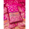 Women's Banarasi Silk Printed Unstitched Salwar Suit Material With Dupatta (Pink, 3Mtrs)