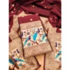 Women's Banarasi Silk Printed Unstitched Salwar Suit Material With Dupatta (Maroon, 3Mtrs)