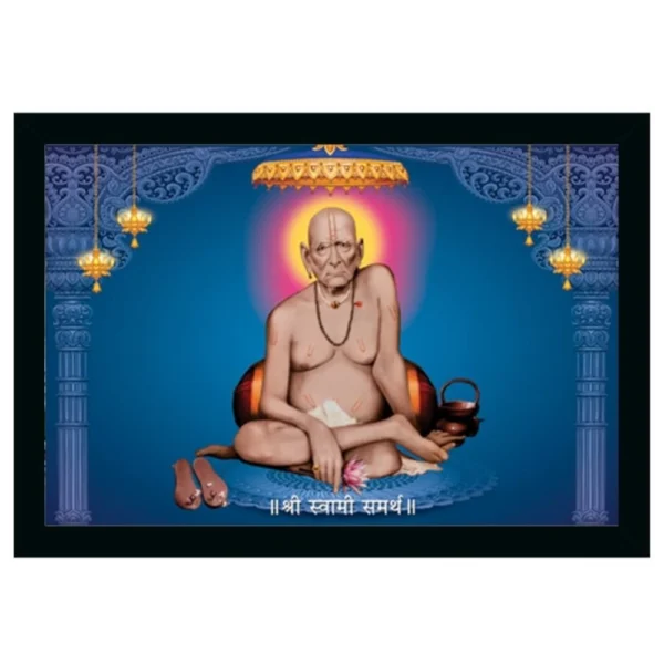 Shri Swami Samarth Photo Frame with Synthetic Photo Frame (Multicolor)
