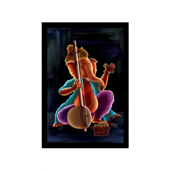 Ganesh Photo with Synthetic Photo Frame (Multicolor)