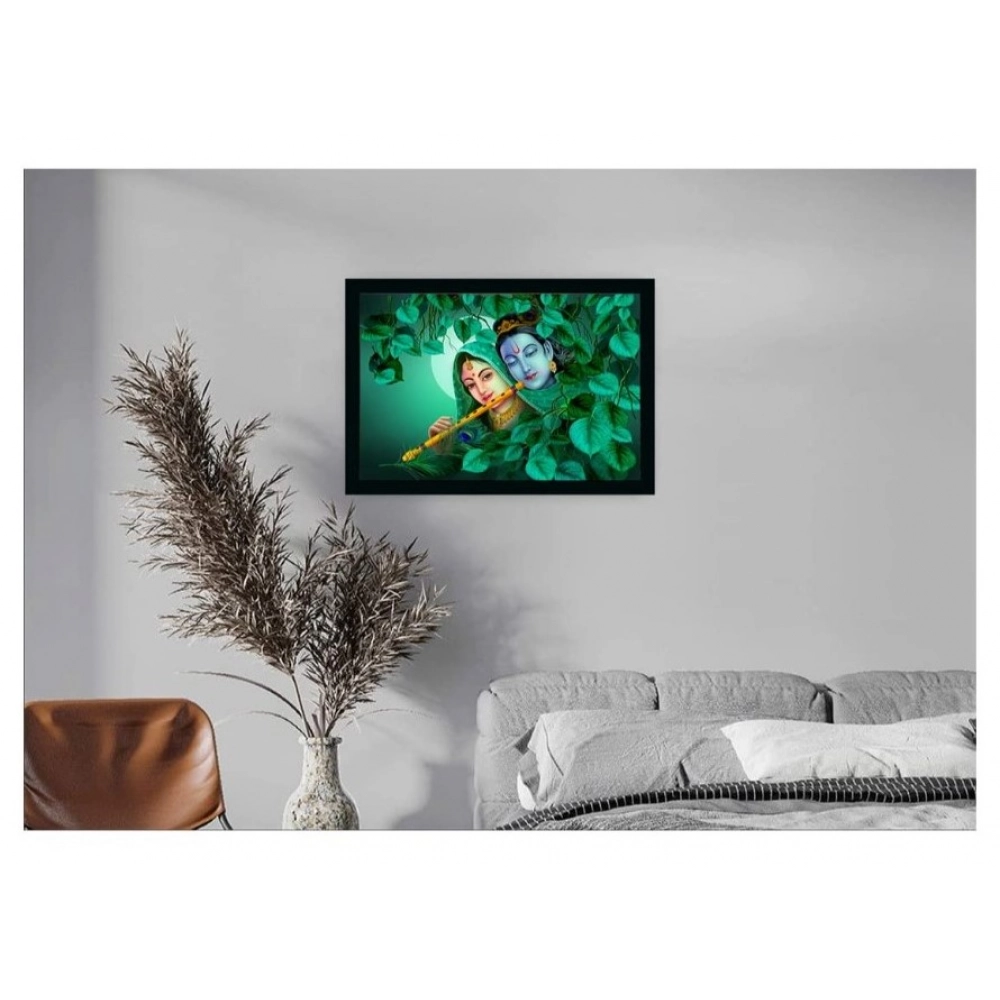 Radha Krishna Painting Vinyl Sparkle Coated with Synthetic Photo Frame (Multicolor) - Image 2