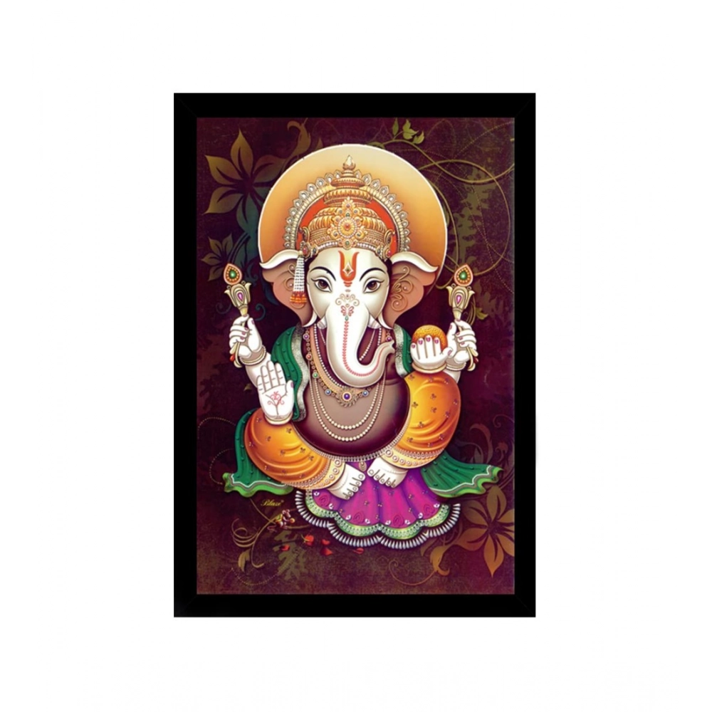 Ganesh Photo with Synthetic Photo Frame (Multicolor)