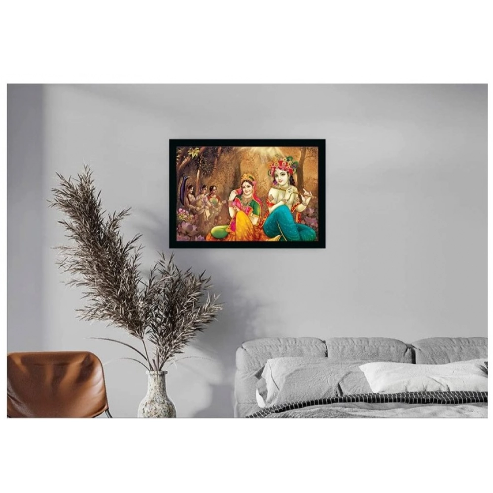 Radha Krishna Painting with Synthetic Photo Frame (Multicolor) - Image 2