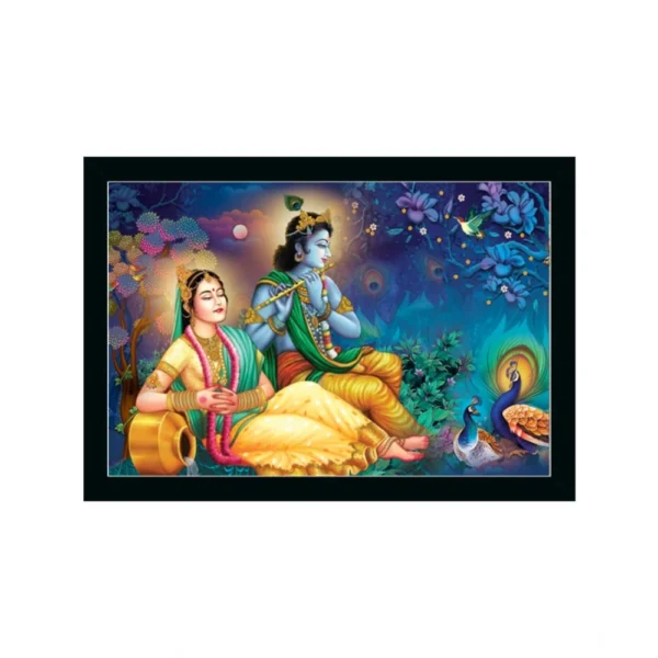 Radha Krishna Painting with Synthetic Photo Frame (Multicolor)