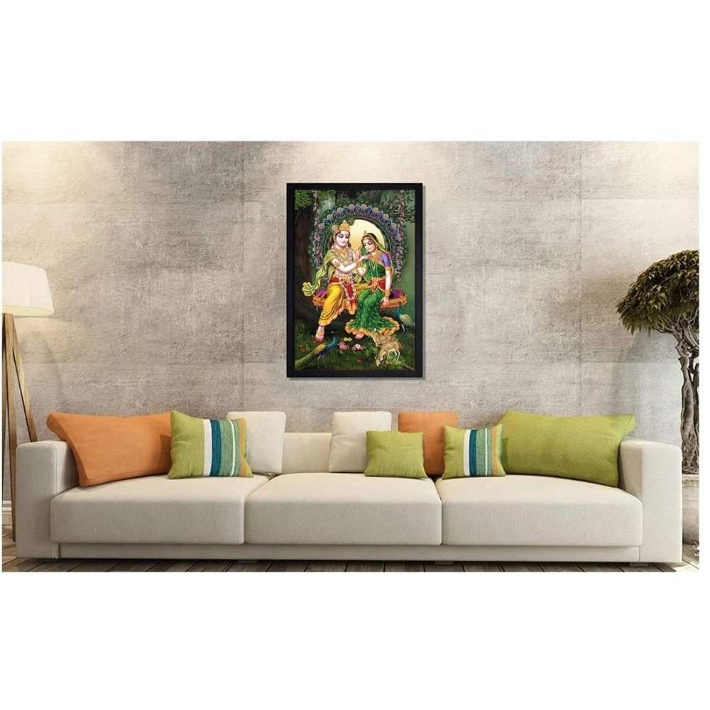Radha Krishna Painting with Synthetic Photo Frame (Multicolor) - Image 2