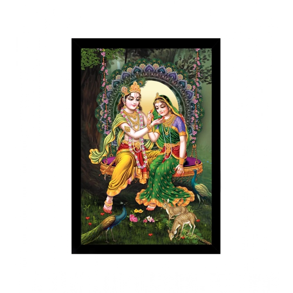 Radha Krishna Painting with Synthetic Photo Frame (Multicolor)