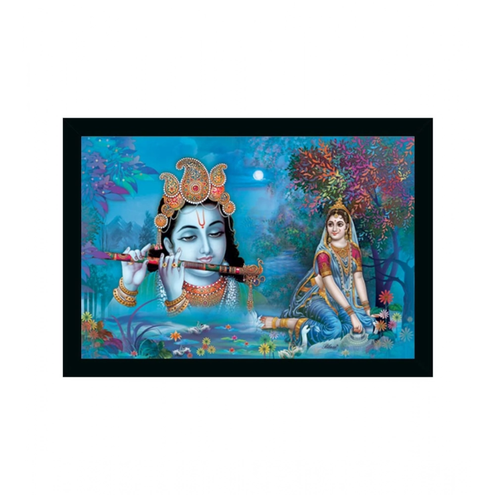 Radha Krishna Painting Vinyl Sparkle Coated with Synthetic Photo Frame (Multicolor)