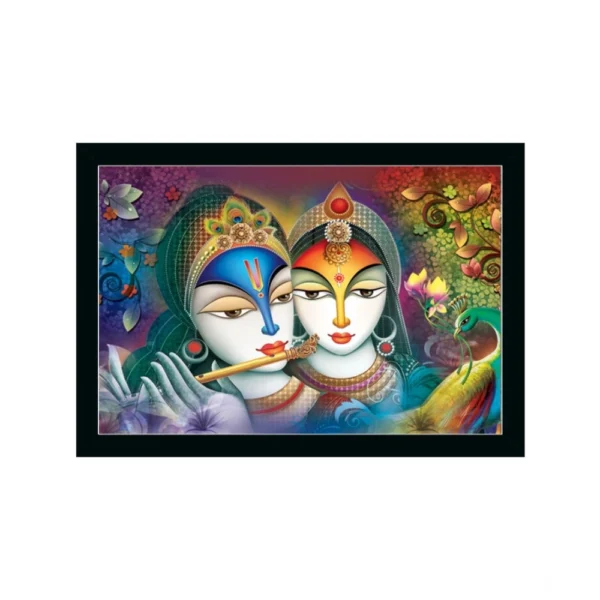 Radha Krishna Painting with Synthetic Photo Frame (Multicolor)