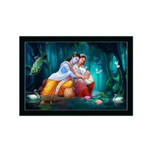 Beautiful Radha Krishna Vinyl Sparkle Coated with Synthetic Photo Frame (Multicolor)