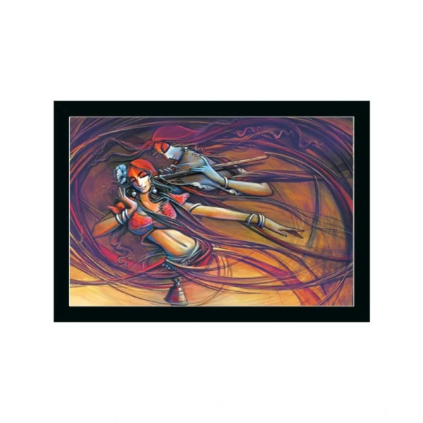 Radha Krishna Painting with Synthetic Photo Frame (Multicolor)