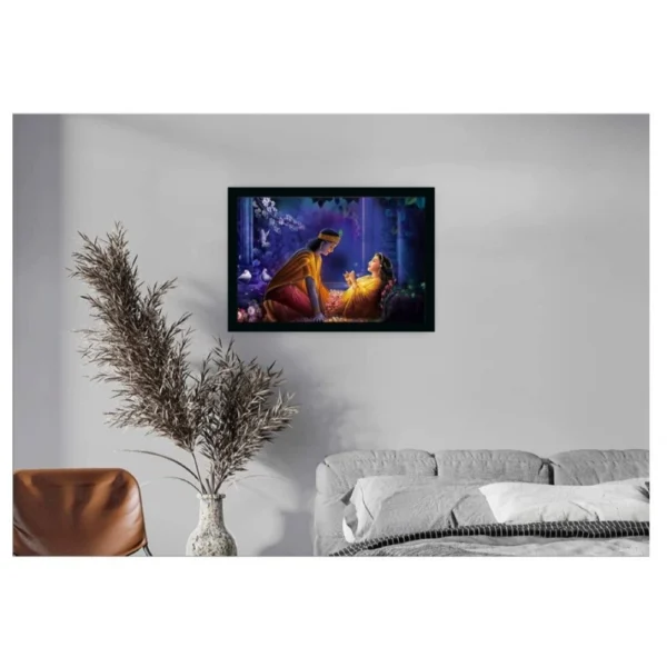 Radha Krishna Painting Vinyl Sparkle Coated with Synthetic Photo Frame (Multicolor) - Image 2