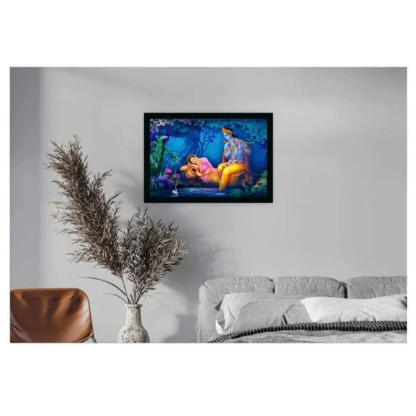 Radha Krishna Painting with Synthetic Photo Frame (Multicolor) - Image 2