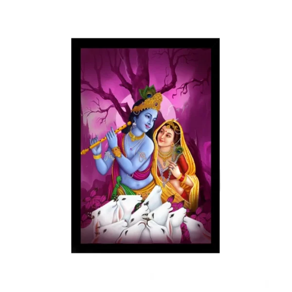 Radha Krishna Painting with Synthetic Photo Frame (Multicolor)
