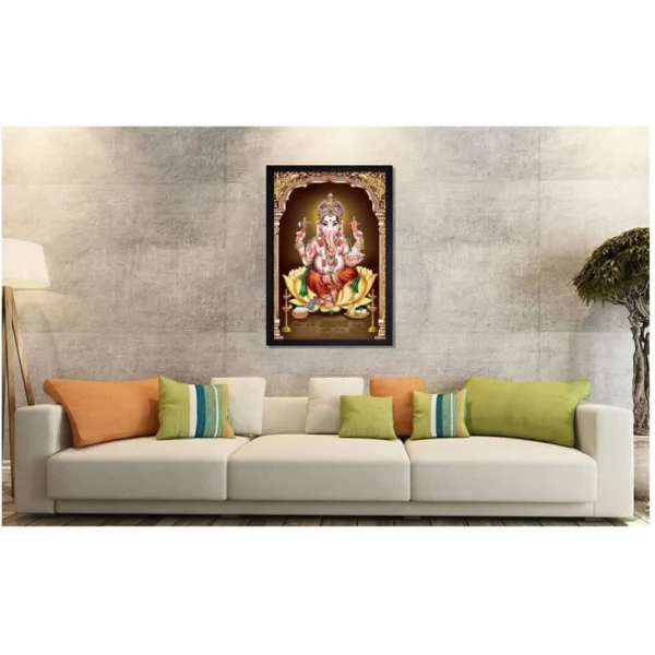 Ganesh Photo with Synthetic Fram (Multicolor) - Image 2