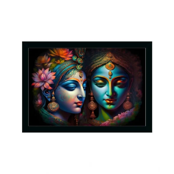 Radha Krishna Painting with Synthetic Photo Frame (Multicolor)