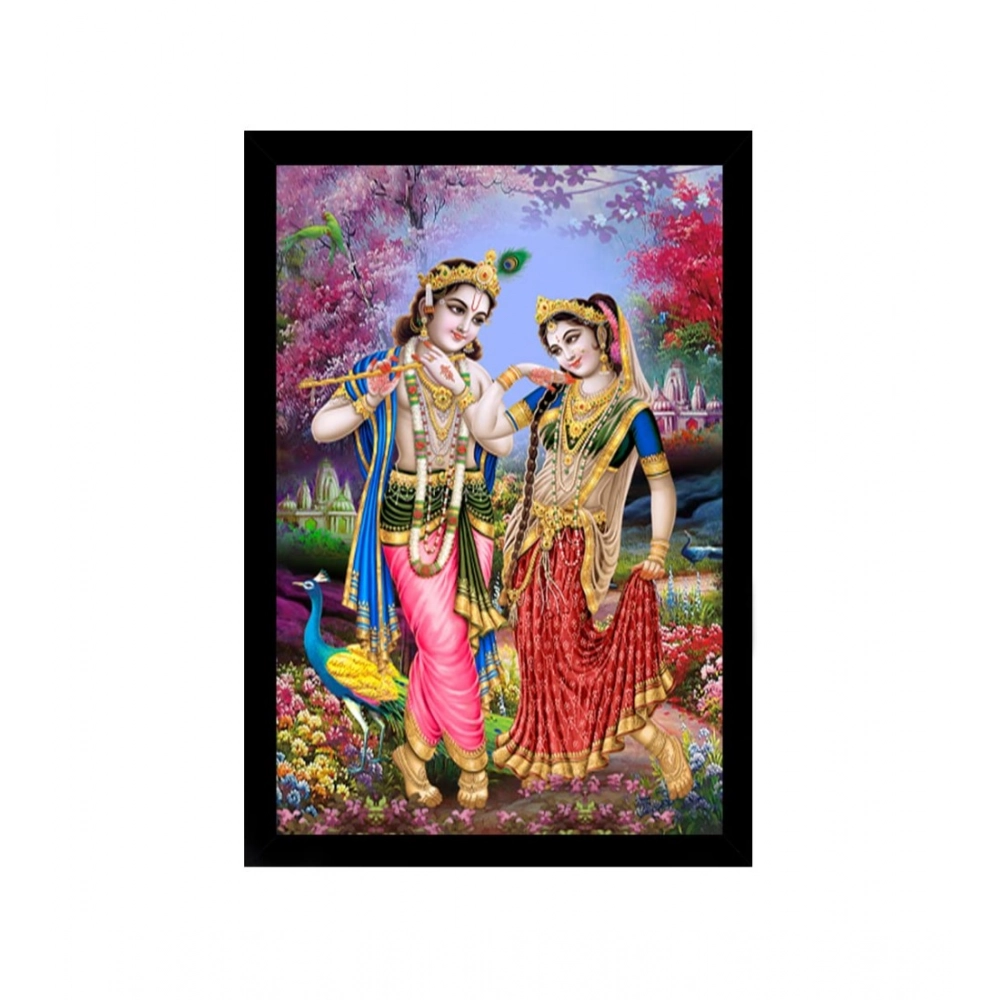 Radha Krishna Painting with Synthetic Photo Frame (Multicolor)