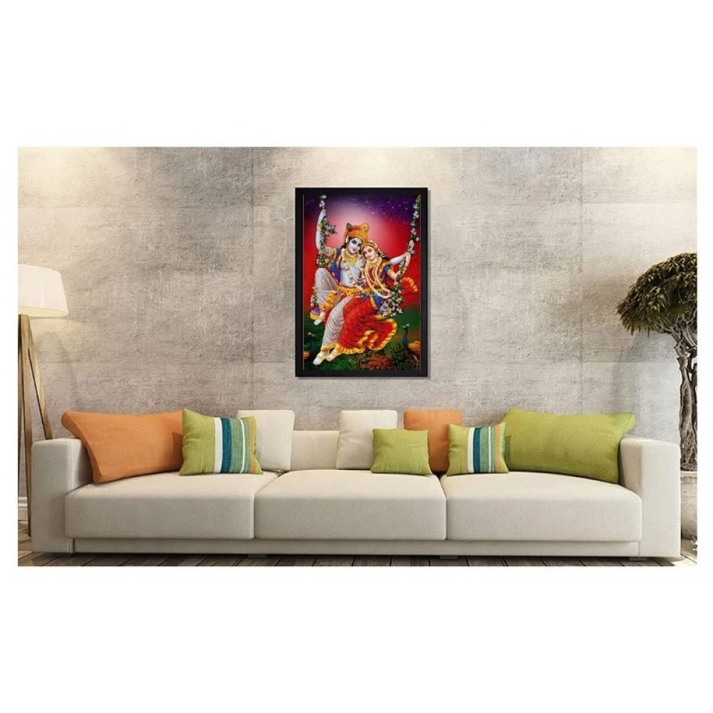 Radha Krishna Painting with Synthetic Photo Frame (Multicolor) - Image 2