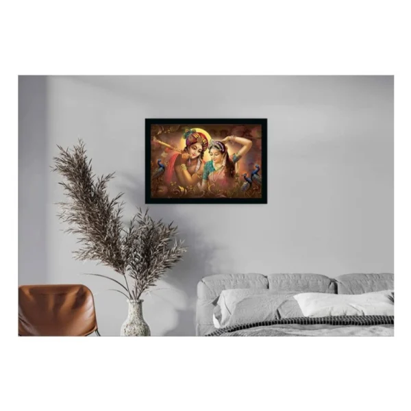 Radha Krishna Painting Vinyl Sparkle Coated with Synthetic Photo Frame (Multicolor) - Image 2