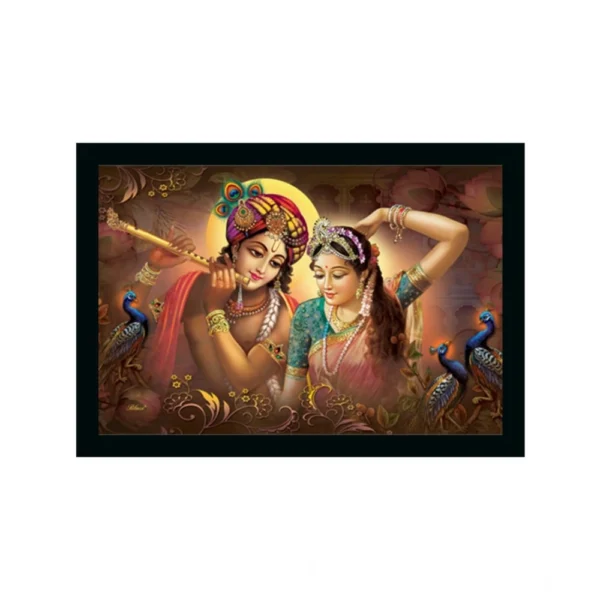 Radha Krishna Painting Vinyl Sparkle Coated with Synthetic Photo Frame (Multicolor)