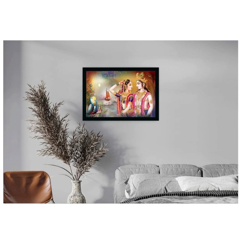 Radha Krishna Painting with Synthetic Photo Frame (Multicolor) - Image 2
