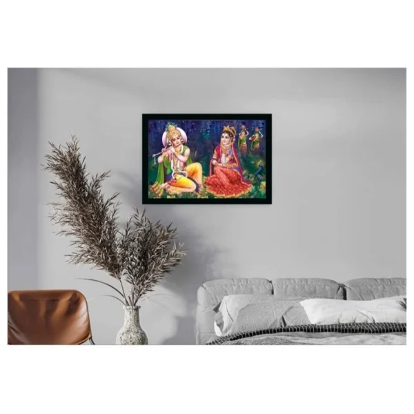 Radha Krishna Painting with Synthetic Photo Frame (Multicolor) - Image 2